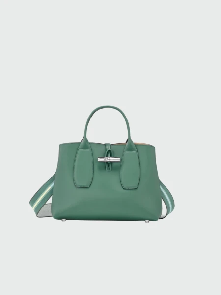 Longchamp -Cartera de cuero con gran capacidad, Roseau Aguamarina