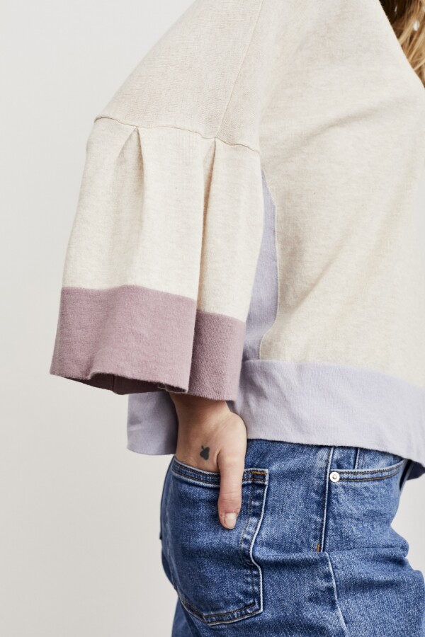 Sweater Manga Volados Beige Melange