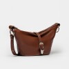 Bolso Bambu En Cuero Liso Satinado Tabaco