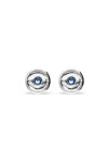 PENDIENTES DE BOTÓN DE ALEACIÓN DE METALES BAÑADO EN PLATA CON CRISTAL FACETADO AZUL Pendiente