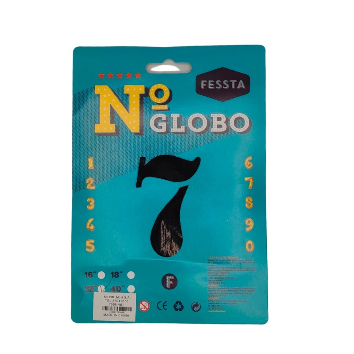 Globo Número Fessta 32" Negro - SIETE 