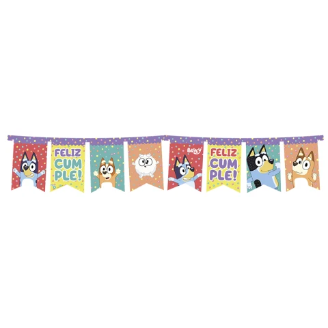 Cotillón Banderín Cartel Feliz Cumple Bluey 150 cm U