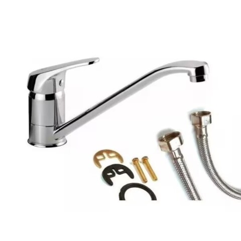 Grifería de cocina Monocomando de mesada Valencia Gris Brillante Grifería De Cocina Monocomando De Mesada Valencia Gris Brillante