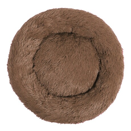 Cama Cucha Puff Redondo 60cm de Felpa p/ Mascotas Perro Gato Marrón Claro