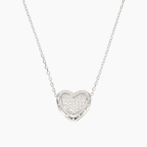 Cadena con dije de corazón en plata 925 con circonias Cadena Con Dije De Corazón En Plata 925 Con Circonias