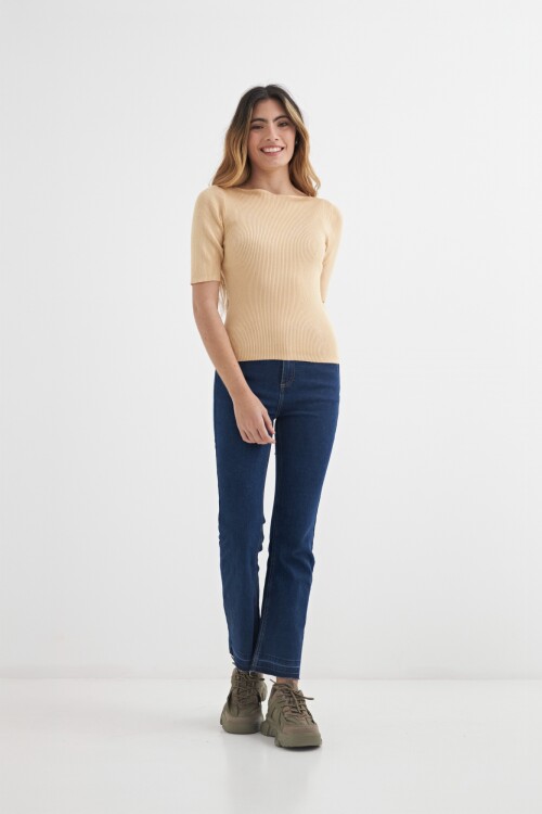 Sweater cuello bote BEIGE