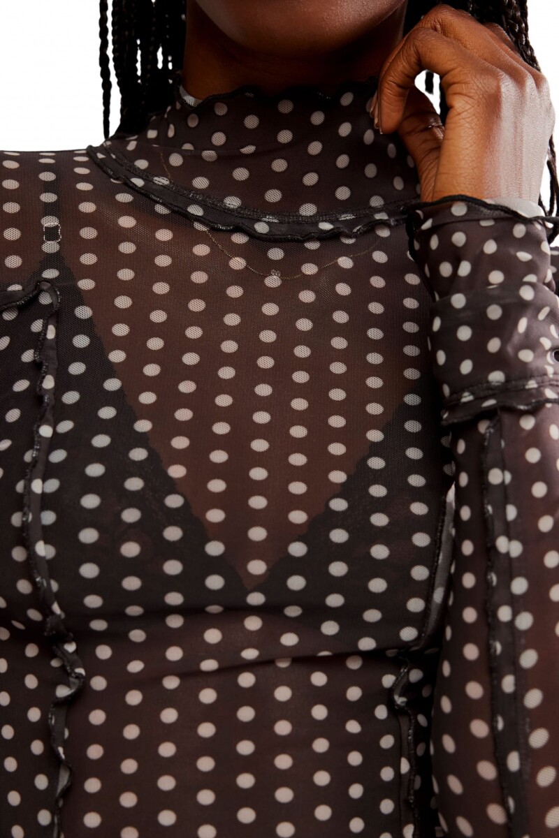 CHARLIE PRINTED MESH TOP Negro