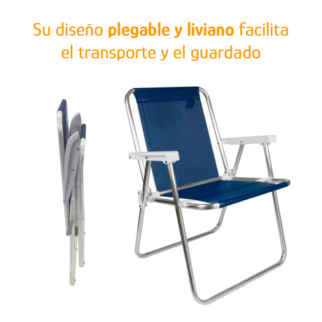 Silla Alta Aluminio Reposera Mor 110 kg Plegable Sannet Azul Marino