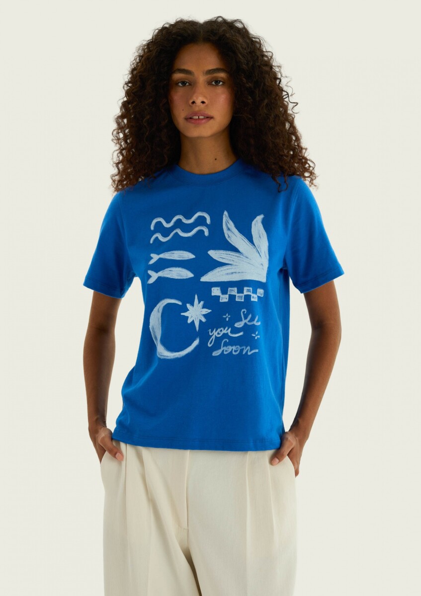 CAMISETA MANGA CORTA CON ESTAMPA - BLANCO - BLUSA FEM 