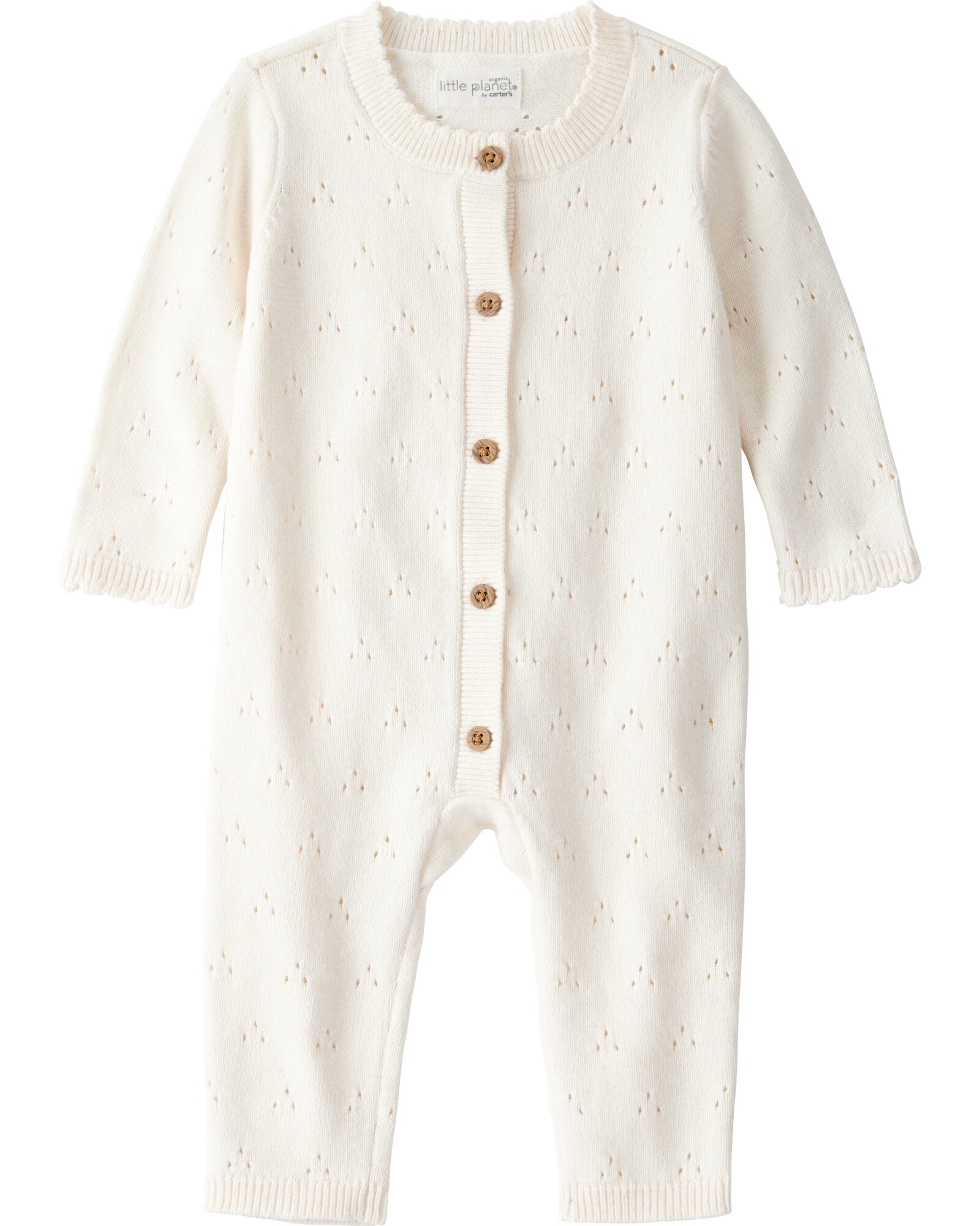 Monito de algodón orgánico calado, crema Sin color