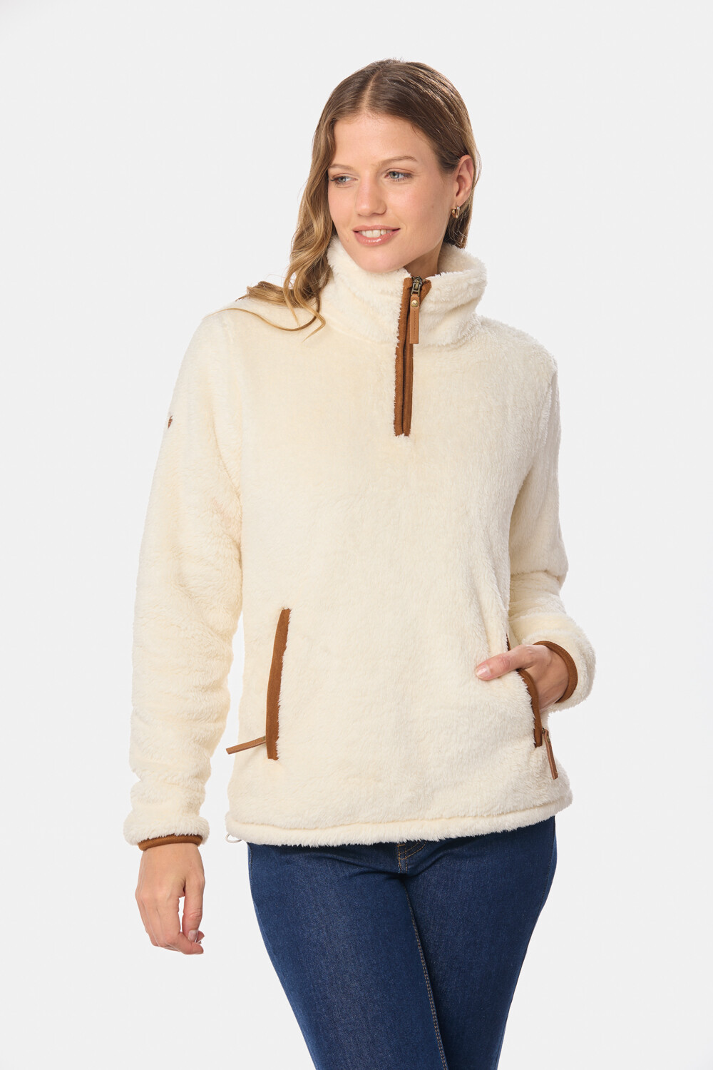 BUZO MEDIO CIERRE SHERPA Beige