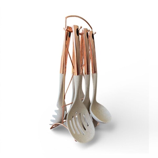 SET UTENSILIOS DE COCINA ROSA GOLD/BLANCO - 6 PIEZAS SET UTENSILIOS DE COCINA ROSA GOLD/BLANCO - 6 PIEZAS