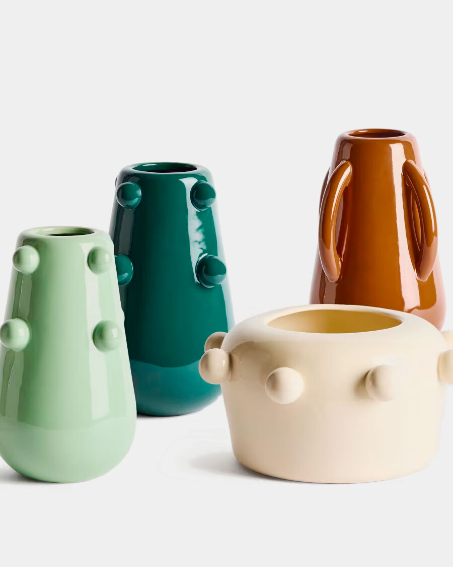 Jarrón Odra de cerámica verde oscuro acabado brillante 25,5 cm