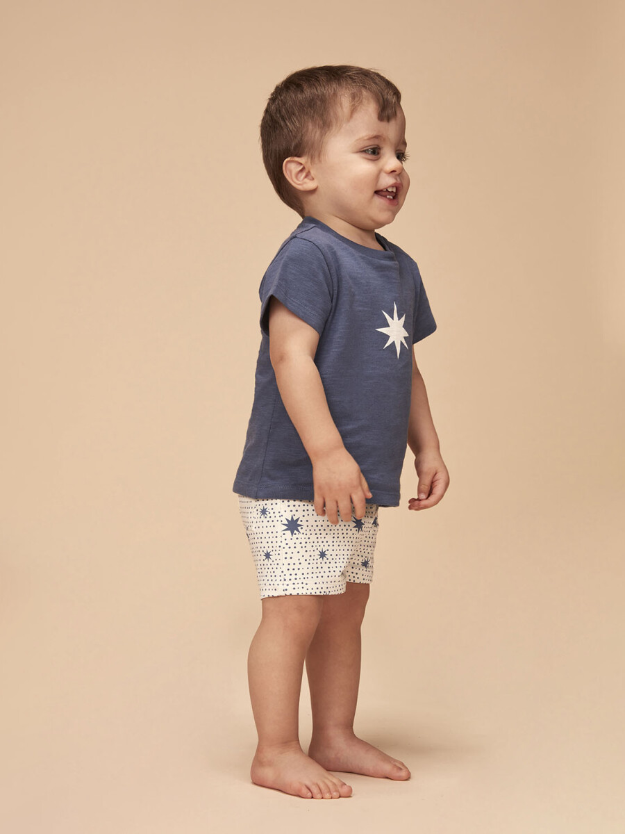 Traje De Baño Estampado Estrellas Azul Medio Oscuro