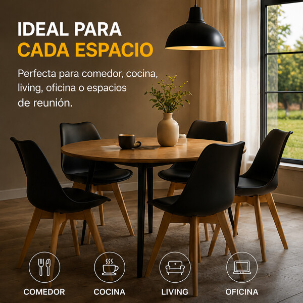 Silla Comedor ComboHome Tulip Eames Pack X2 Negro 1