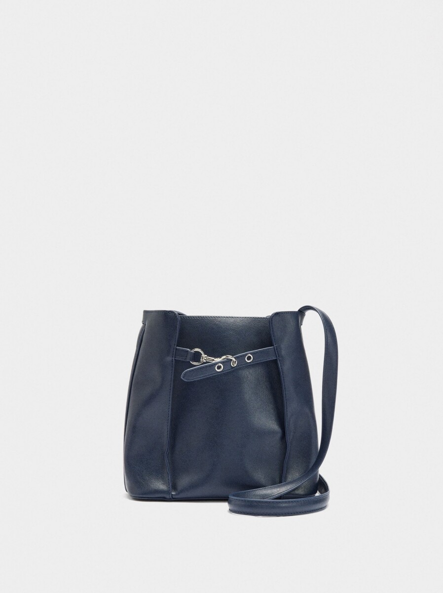 Bolso Bombonera Con Pliegues Laterales - azul-marino 