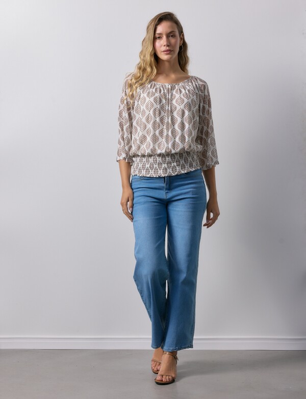 Blusa Frunce MULTI/BEIGE