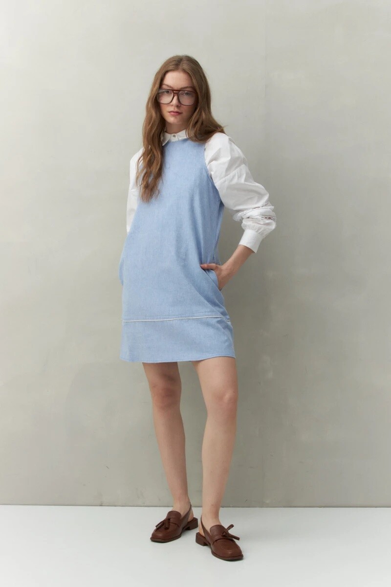 VESTIDO D.CASSIN MARLON - CELESTE 