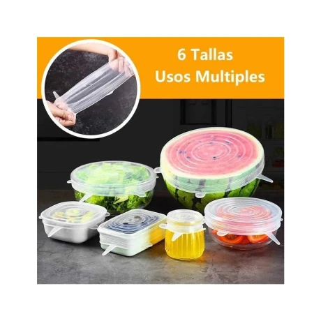 SET DE 6 ECO TAPAS REUTILIZABLES 6.5/9.5/10.5/14.5/16.5/20.5CM 001