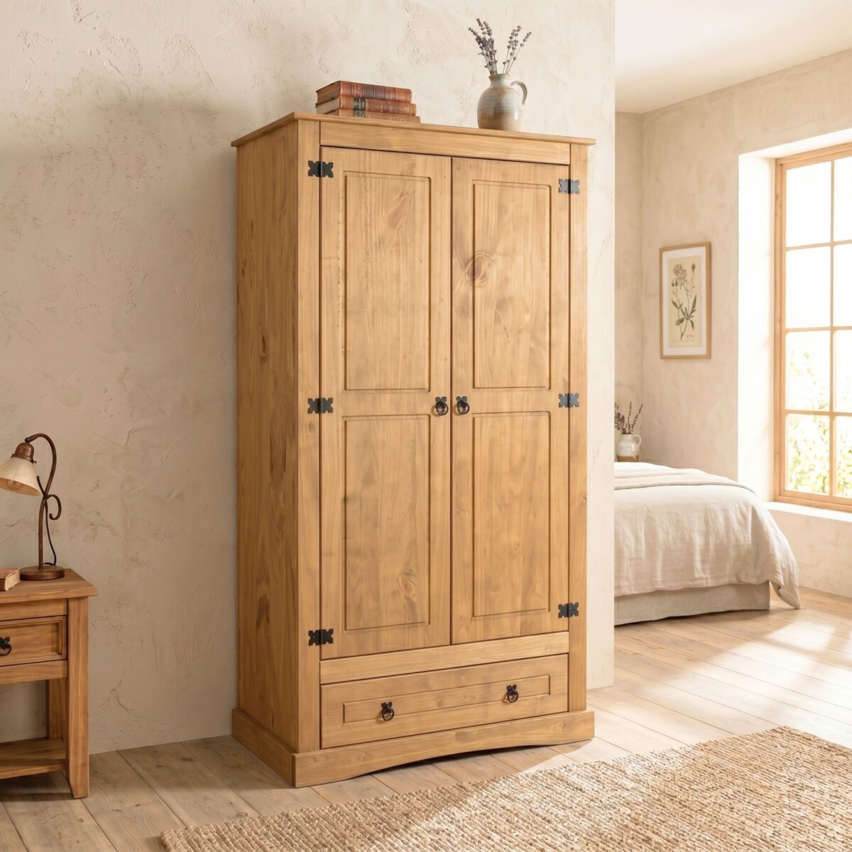 Ropero 2 puertas 1 Cajón Madera - Linea Mexicana - Natural 