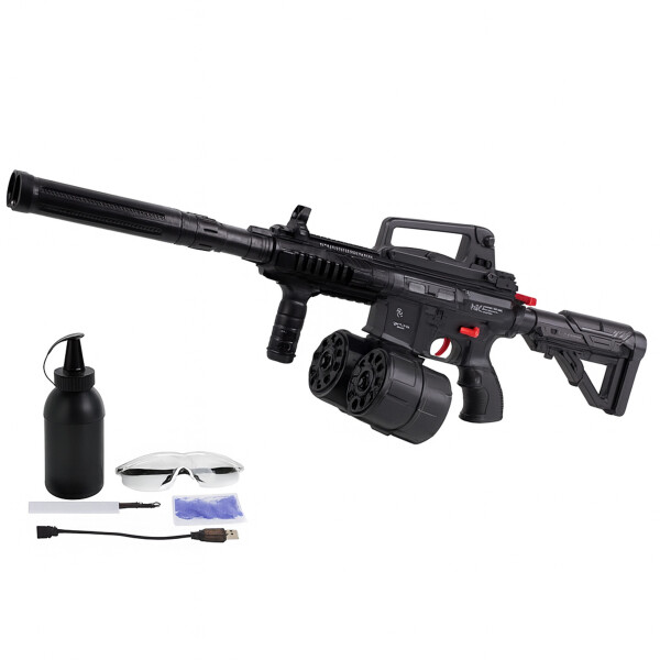 Ametralladora Hidrogel Laser Infrarrojo + Lentes Recargable Color Negro