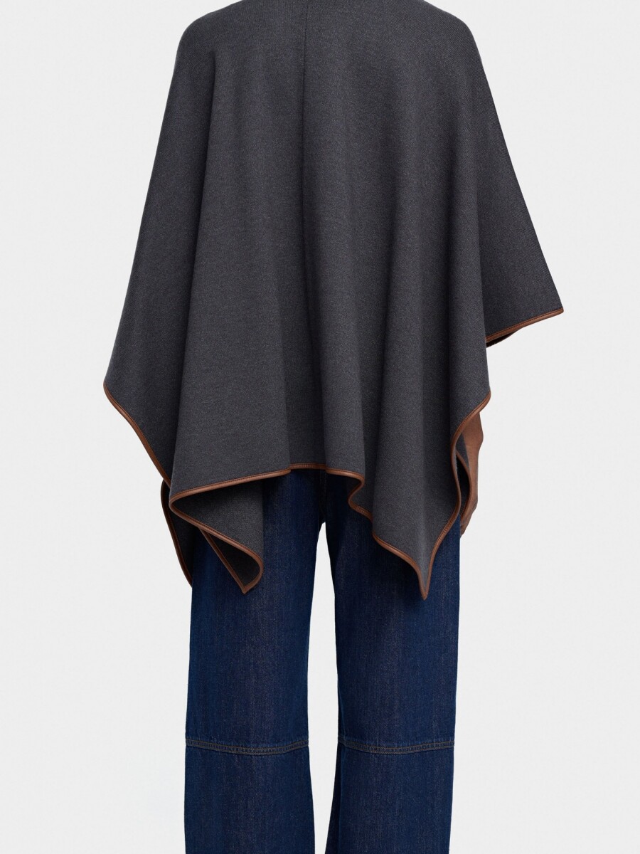Poncho De Punto Con Detalle De Costura gris
