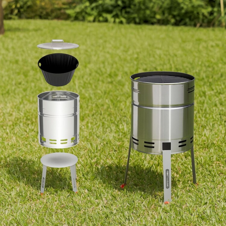 PARRILLERO A CARBON GRILL TUBULAR TRAMONTINA TCP-400 PLATEADO