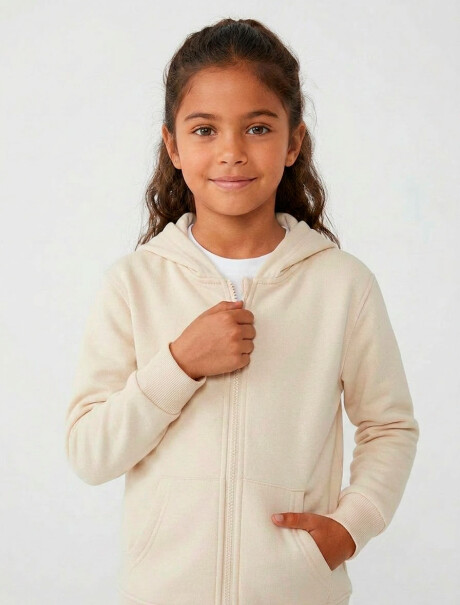 CAMPERA INFANTIL CON CAPUCHA BEIGE