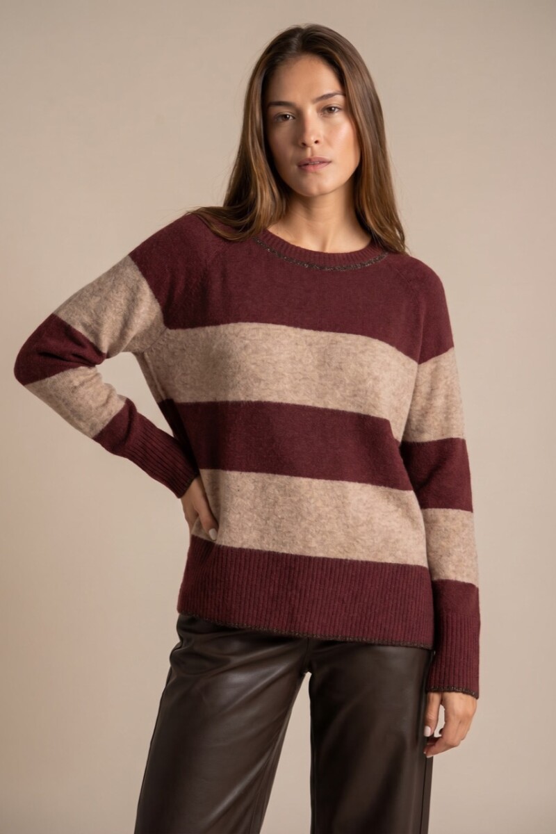 Sweater Rayado Bordeaux