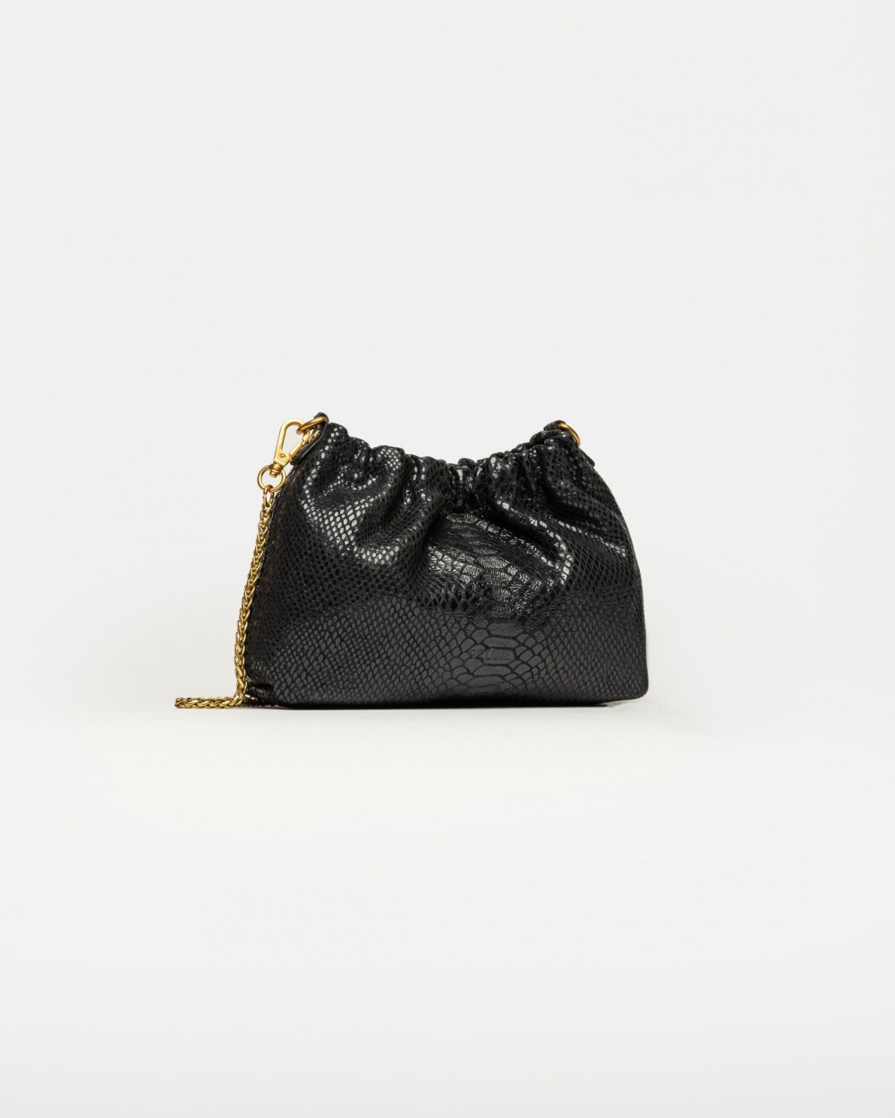 Mini Bag Gina en cuero gamuza anaconda Negro