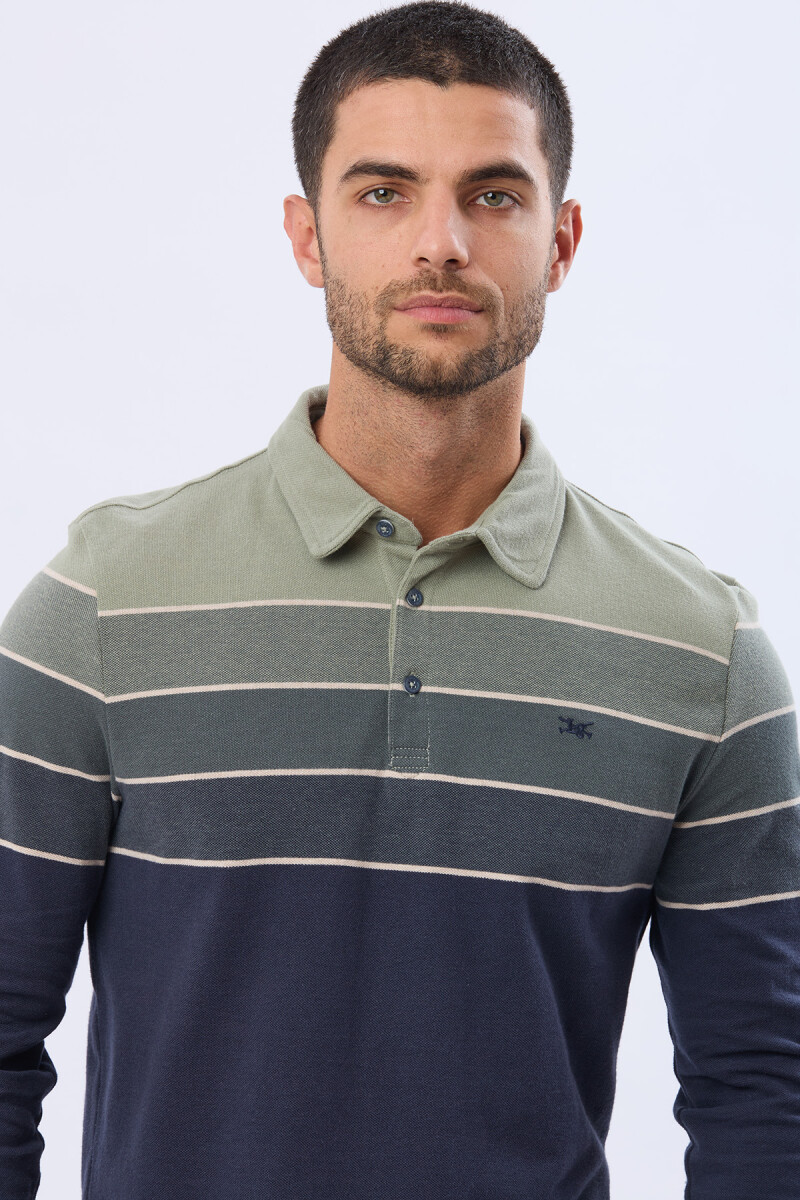 POLO PIQUE RAYADA - Verde 