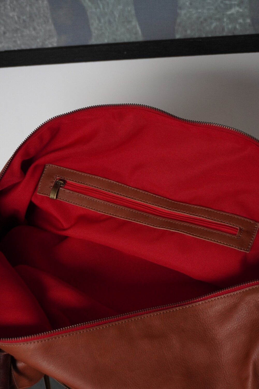 Honey Weekender Bag Caramel Red Zip