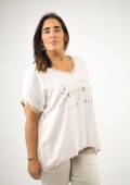 Blusa viscosa con lurex dorado rosada