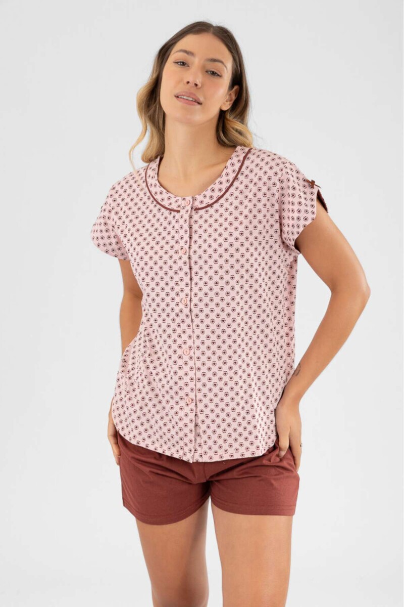 Pijama floral - Rosa antique 