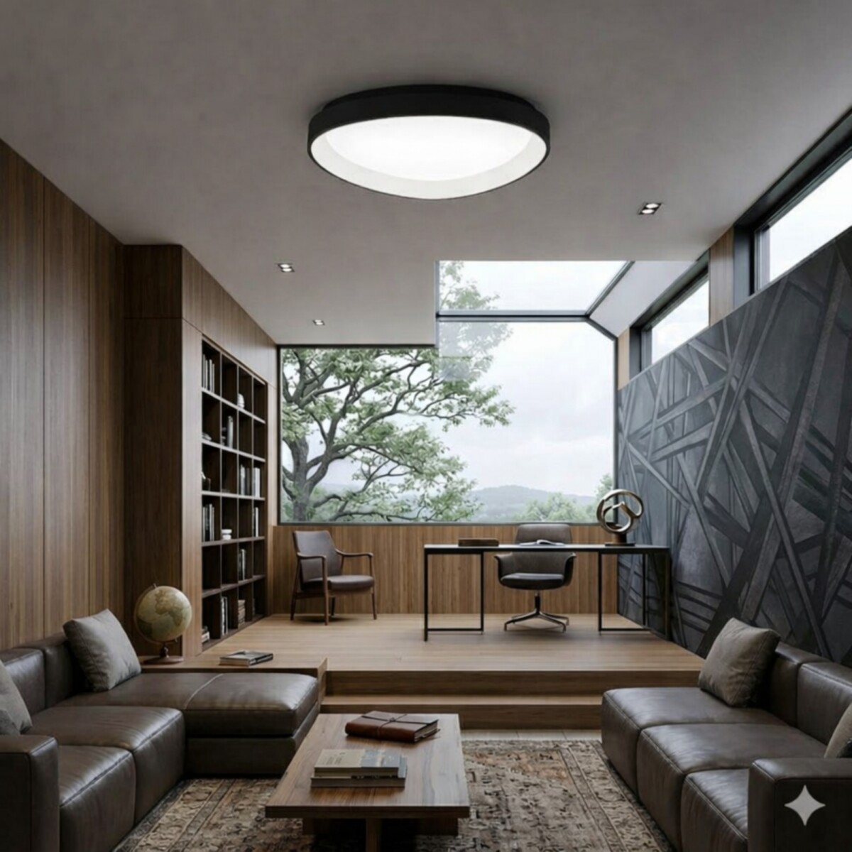 Plafón LED, Diseño triangular, Dimerizable 48W 65CM - NEGRO 