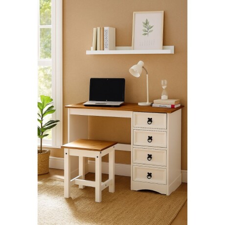 Escritorio 4 Cajónes Línea Naturale Blanco/Roble