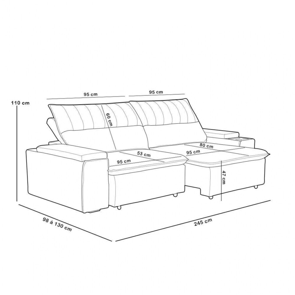 Sillón 3 Cuerpos Reclinable y Retráctil - Pavia Beige