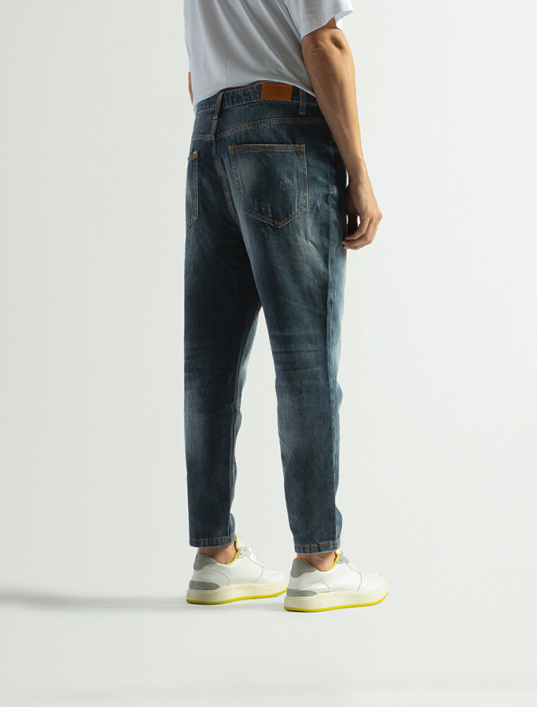 Jean Forum Style Carrot Slim Fit C/ Roturas Azul Oscuro