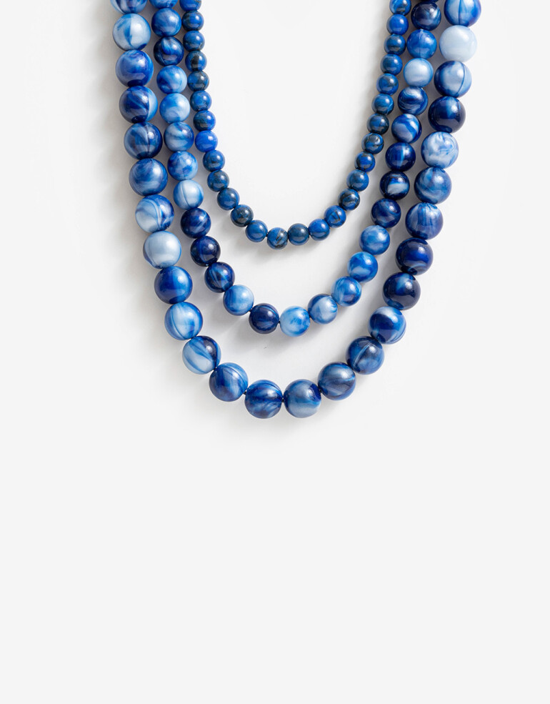 Collares Cortos Collar Corto Layer Beads - Azul Medio