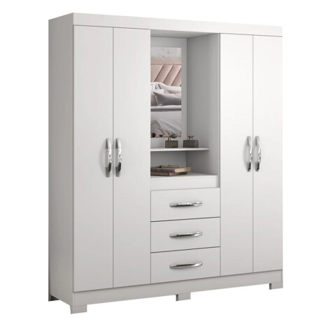 ROPERO 4 PUERTAS 3 CAJONES GUARDARROPA ARMARIO PLACARD CLOSET CON ESPEJO Y ESPACIO DE TOCADOR BLANCO - FLEX