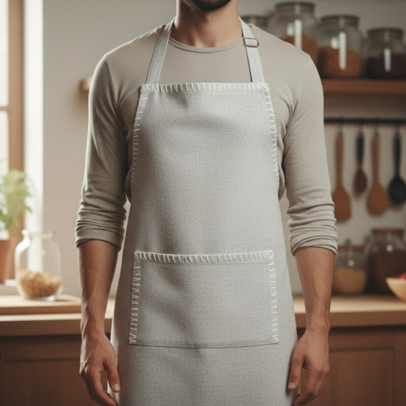 Delantal algodón Pespuntes 60cm x85cm GRIS