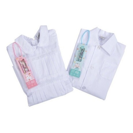 Túnica escolar tableada para niña + útiles escolares excelente calidad Blanco