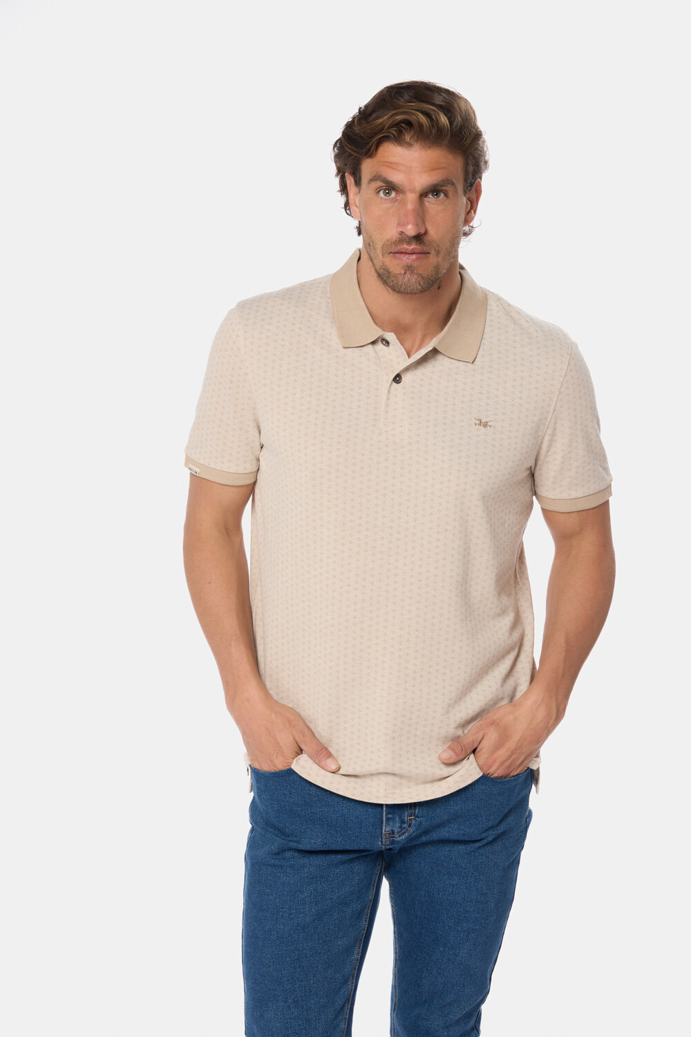 REMERA POLO ESTAMPADA Beige