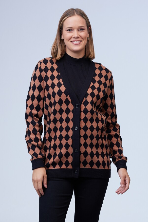 Cardigan Rombos NEGRO/TOSTADO