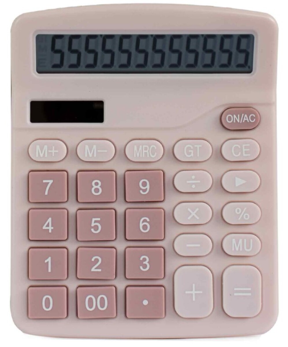Calculadora de pantalla grande color rosa 