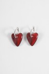 Aros con dije cora rojo plateado