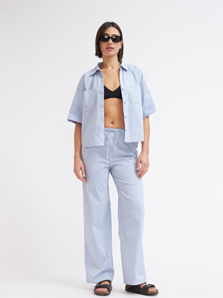PANTALÓN STRIPE CELESTE