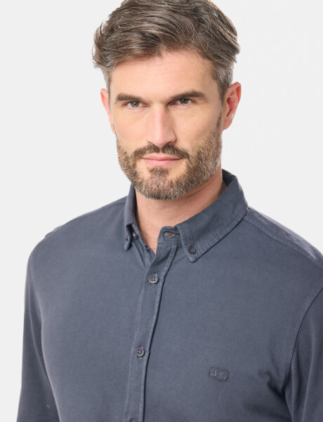 CAMISA PIQUE LISA MANGA LARGA Azul