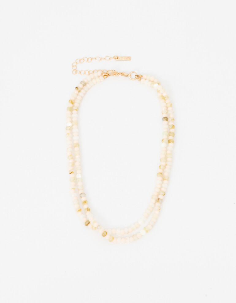 Collares Cortos Perla Collar Corto Doble Con Beads Nacarados. - Dorado
