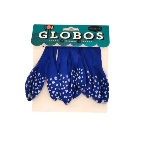 Globo Diseño Huellas x10 Und Azul
